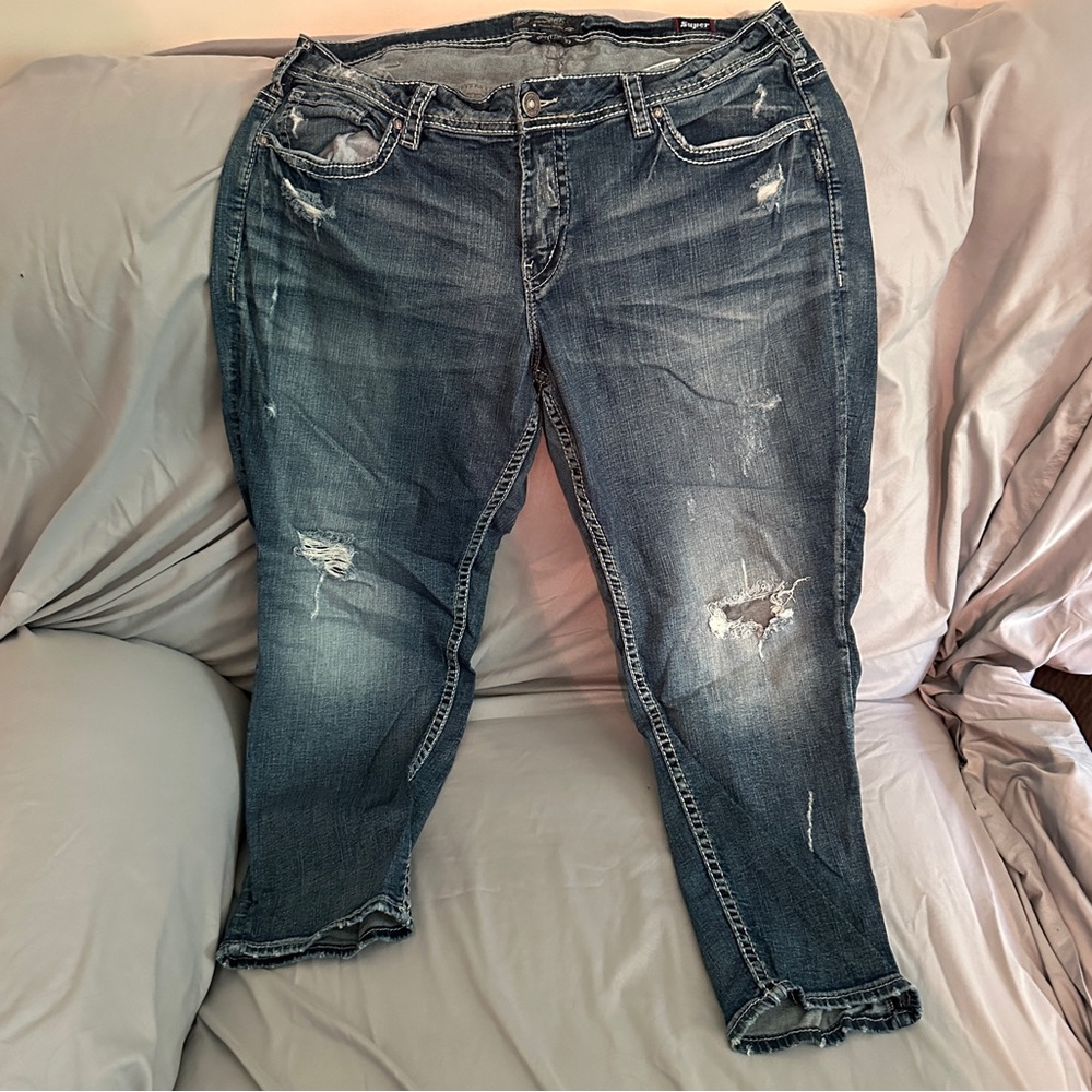 Silver Jean cropped Boyfriend